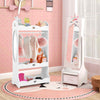 Kids Jewelry Cabinet Standing Children Jewelry Organizer w/Drawer-White