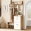 Hallway Entryway Storage Unit with Mirror, Drawer, Flip-Down Doors & Shoe Bench