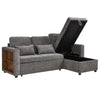 3-in-1 Chenille Sectional Sleeper Sofa Bed with Reversible Storage Chaise, USB