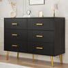6 Drawer Dresser Modern Wooden Dresser with Gold Handle Chest of Drawers Storage