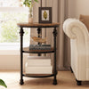 3 Tier Round Side Table with Storage Shelf,Metal Frame Coffee Table for Bedroom