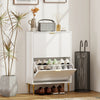 Slim Shoe Storage Cabinet with 2 Flip Drawers for Hallway, White