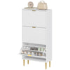 Slim Shoe Storage Cabinet with 3 Flip Drawers for Hallway, White