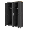 Wooden 3 Door Wardrobe with Hanging Rail Drawers Bedroom Storage Furniture