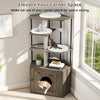 Indoor Wooden Kitten Tower Cat Tree with Litter Box Enclosure-Grey