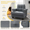 Accent Armchair Tufted Upholstered Linen Club Chair with Extra Pillow Modern