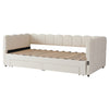 Upholstered Bed Daybed w/ Trundle, 90x190 cm Sofa Bed w/ USB-C Port Linen