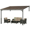 3.4 x 3 m Lean-to Pergola, Wall-Mounted Hardtop Gazebo with Polycarbonate Roof
