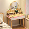Dressing Table Vanity Desk W/ Mirror & Drawer Makeup Dresser Desk Open Shelf