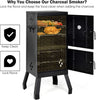 Charcoal BBQ Smoker Grill with Thermometer 2 Door Outdoor Roaster Cooking Oven