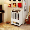 Rolling Vinyl Display Shelf Storage Cabinet with Drawer & Open Shelf