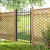 Galvanised Steel Garden Fence Gate Door with Lock Handle for Entrance Way, Black