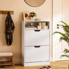 2 Drawer Shoe Cabinet with Shelf Slim Space-Saving Storage,White for 10+ Pairs