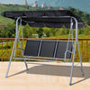 3 Seater Swing Bench Chair Garden Outdoor Lounge Hanging Metal Canopy Black