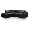 New Nevada Leather Corner Sofa Bed Black 4 to 5 Seater Storage Ottoman Headrest