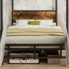 Canopy Bed Frame Metal 3ft Single Bed With Headboard & Heavy Duty Slat Support