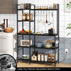 Kitchen Utility Storage Shelf 5-Tier Coffee Bar Table with Power Outlets-Black