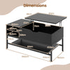 Lift Top Coffee Table Living Room Table w/ Storage Shelf-Black