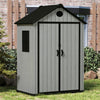 6×4FT Plastic Garden Shed Lockable Outdoor Storage Shed Bike Tool House W/ Floor