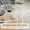 30" Round Rattan Coffee Table w/ Storage, 2 Tier Glass Centre Table Living Room