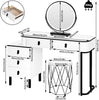 Dressing Table with LED Lights Mirror Stool 5 Drawers Vanity Makeup Desk Set