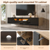 Floating TV Stand Cabinet with LED lights High Gloss TV Unit with Pull-Down Door