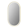 Oval LED Mirror Touch Designer Bathroom Demister Mains Brushed Brass 550x1000mm