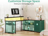 Corner Desk with Drawers, L Shaped Gaming Desk with LED Lights & Power Outlets,