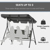 3-Seater Outdoor Rattan Swing Chair, Hanging Bench w/ Stand & Adjustable Canopy