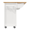 Kitchen Trolley Storage Islands & Carts with Extendable Rubberwood Worktop White