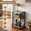 Sofa Side Table 3-Tier End Table Bedside Table with Metal Frame Nightstand