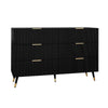 Sideboard Black Wooden Chest of Drawers 6 Drawer Storage for Bedroom Living Room