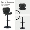 Set of 2 Black Bar Stools, Chicago, Faux Leather, swivel, height adjustable