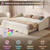 Daybed with Trundle Under Bed 3ft Single Upholstered Sofa Bed, 90x190 cm, Beige