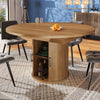 Extendable Dining Table, 118(158)×118x77cm Round/Oval Kitchen Table with Storage