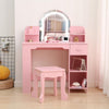 Kids Vanity Set with LED Mirror,Makeup Desk with 1 Drawers &,2 Open Shelves