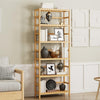 6Tier Bamboo Shelf Open Wood Bookshelf Adjustable Display Storage Rack Organizer
