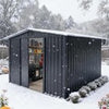 8 x 6ft Garden Storage Shed Outdoor Metal Garden Sheds with Sliding Door GREY