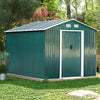 8x8 FT Peak Roof Steel Storage Shed, Pre-drilled Steel Panels, Outdoor Tool Shed