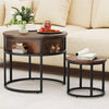2-Piece Nesting Coffee Tables - Round Lift-Top with Storage, Adjustable