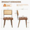 Rattan Back Dining Chairs Set of 1 2 Mid-Century Modern Kitchen Chairs for Home