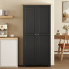 172cm Wooden Storage Cabinet Cupboard With 2 Doors 4 Shelves Black