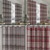 Warrington Tartan Checked Ring Top Eyelet Blackout Lined Curtain In Grey Or Red