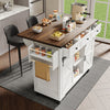 Rolling Kitchen Island Storage Trolley Cart Cabinet with 3 Drawers & Barn Doors