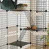 Large Cat Cage, Indoor Cat Enclosure, Four-Tier Cat Playpen with Hammock, Ramps