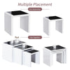 Nest of 3 Tables Grey Tempered Glass Top White High Gloss Side End Coffee Home