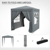 2m x 2m Garden Heavy Duty Pop Up Gazebo Marquee Party Tent Canopy Grey