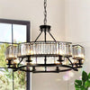 Vintage Round Crystal Chandelier Industrial Ceiling Chandelier Flush Mount Light