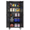 Rolling Steel Cabinet 72 Inch Lockable Garage Storage with 4 Pegboard Shelves