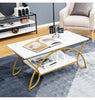 Modern Faux Marble Coffee Table 2-Tier Rectangular Accent Table Chic Cocktail